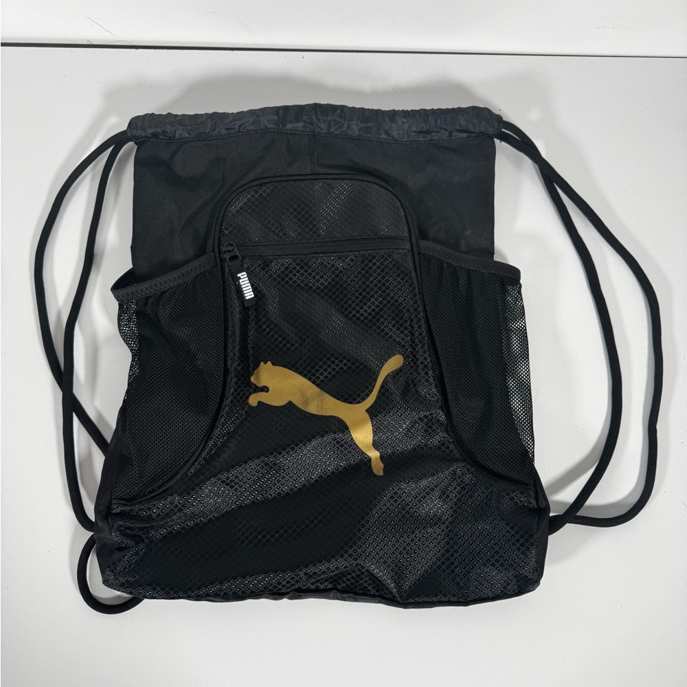 Puma Black Backpack with Gold Logo